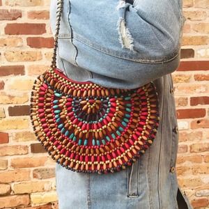 Boho Style Wooden Beaded Bag